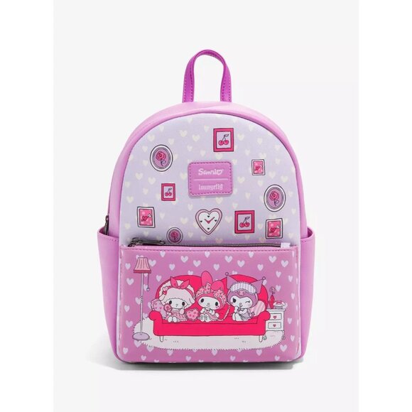Loungefly Hello Kitty My Melody & Kuromi Slumber Party Mini Backpack NWT In Hand - Picture 1 of 4